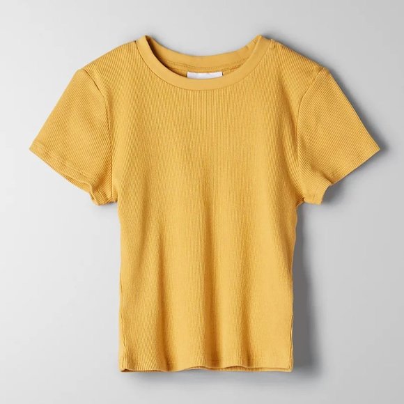 TNA Ribbed T-Shirt Short Sleeve Yellow - Picture 1 of 9